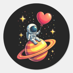 Valentinstag Space Astronaut Herzballon Runder Aufkleber
