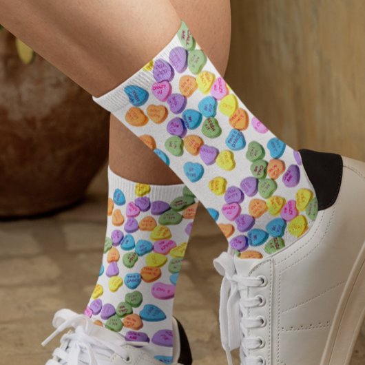 Valentinstag Spaß Candy Hearts farbenfroh Socken