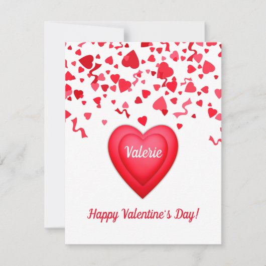 Valentinstag Spaß Red Confetti Herzen Mitteilungskarte (Vorderseite)