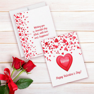 Valentinstag Spaß Red Confetti Herzen Mitteilungskarte