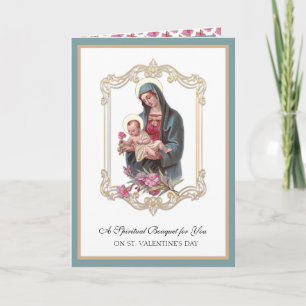 Valentinstag Spirituelle Bouquet Jungfrau Mary Jes Feiertagskarte