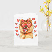 Valentinstag Spitz Hund mit Lollipop Herz Karte (Gelbe Blume)