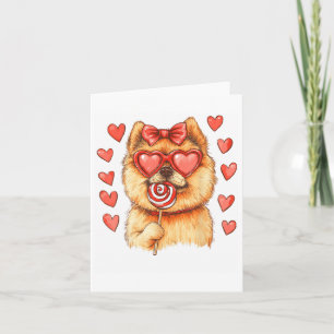 Valentinstag Spitz Hund mit Lollipop Herz Karte