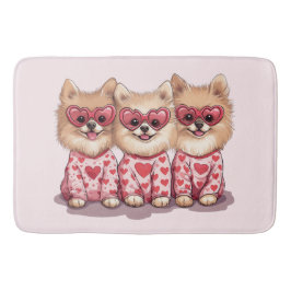 Valentinstag Spitz Hunde Badematte