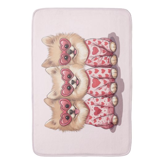 Valentinstag Spitz Hunde Badematte (Vorderseite Vertikal)