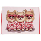 Valentinstag Spitz Hunde Große Geschenktüte (Vorderseite)