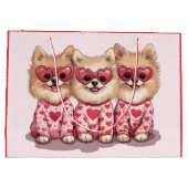 Valentinstag Spitz Hunde Große Geschenktüte (Rückseite)