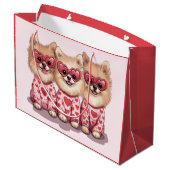 Valentinstag Spitz Hunde Große Geschenktüte (Rückseite Schrägansicht)
