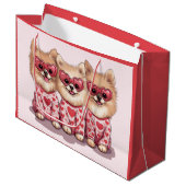 Valentinstag Spitz Hunde Große Geschenktüte (Vorderseite Schrägansicht)