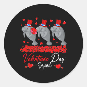 Valentinstag-Squad Drei süße Manatees Zoo Anim Runder Aufkleber