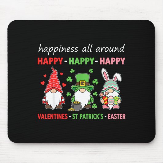 Valentinstag St. Patrick Ostern Gnome Shirt, froh Mousepad (Vorne)