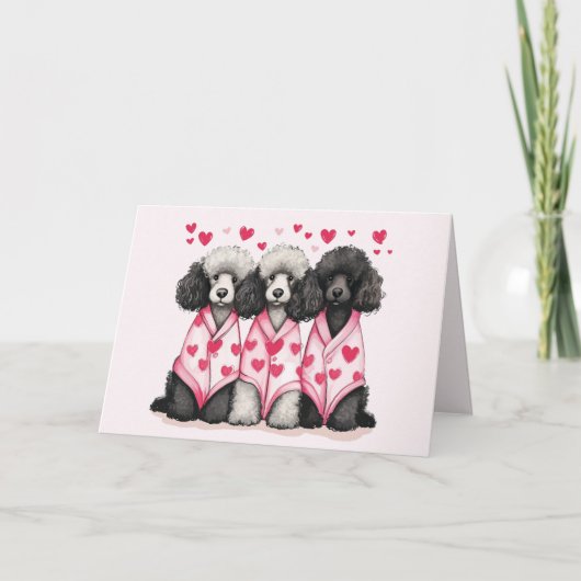 Valentinstag Standard Poodle Hunde Feiertagskarte (Vorderseite)
