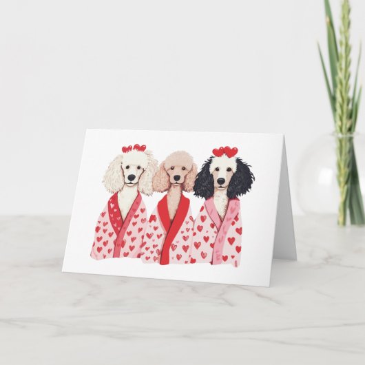 Valentinstag Standard Poodle Hunde Feiertagskarte (Vorderseite)