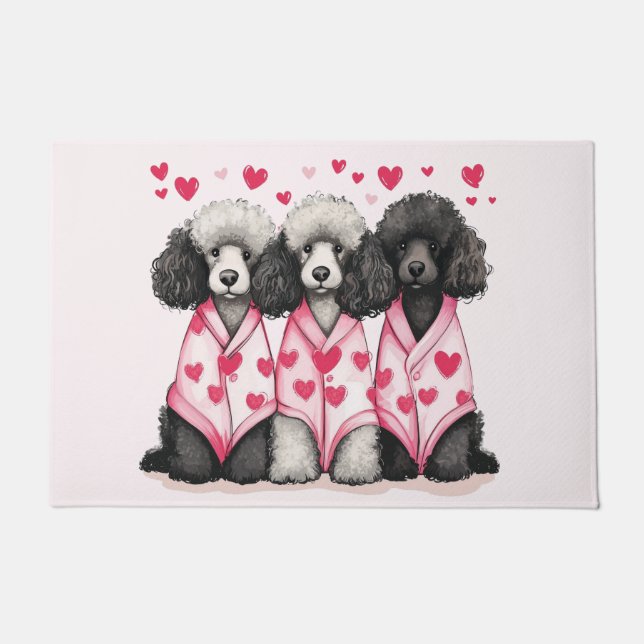 Valentinstag Standard Poodle Hunde Fußmatte (Vorderseite)