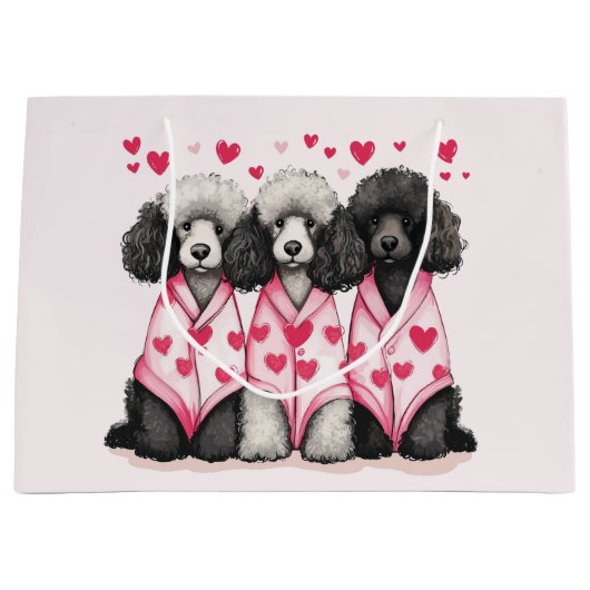 Valentinstag Standard Poodle Hunde Große Geschenktüte (Vorderseite)