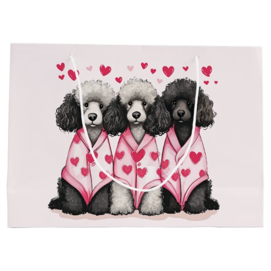 Valentinstag Standard Poodle Hunde Große Geschenktüte (Rückseite)