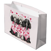 Valentinstag Standard Poodle Hunde Große Geschenktüte (Rückseite Schrägansicht)