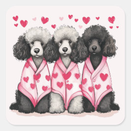 Valentinstag Standard Poodle Hunde Quadratischer Aufkleber