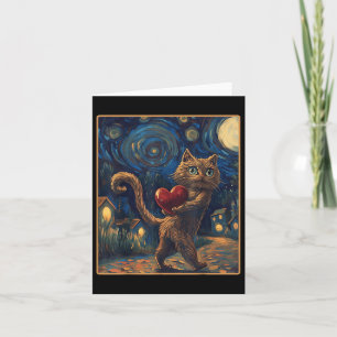 Valentinstag Sternennacht Van Gogh T-Shirt Katze V Karte
