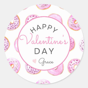 Valentinstag Sticker, Donut Sticker, Runder Aufkleber