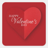 Valentinstag-Sticker für Rotes Herz Quadratischer Aufkleber (Vorderseite)