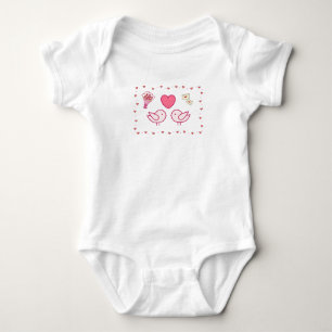 Valentinstag-Sticker-Pack mit süßen rosa Liebesvög Baby Strampler