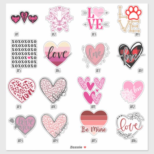 VALENTINSTAG STICKERS - Titelseite-1-16 Aufkleber (Blatt)
