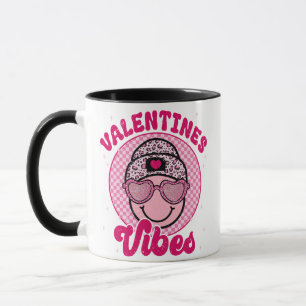 Valentinstag Stimmung Happy Face Design • Rosa Leo Tasse