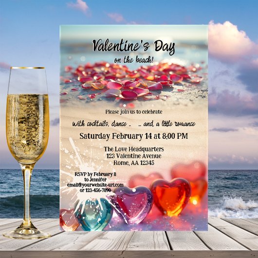 Valentinstag-Strandparty Einladung