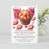 Valentinstag Strawberry Muffins Einladung (Stehend Vorderseite)