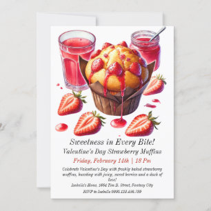 Valentinstag Strawberry Muffins Einladung