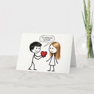 Valentinstag-Strichmännchen-Junge Karte