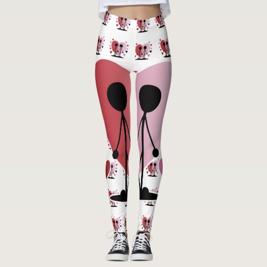 Valentinstag-Strichmännchen mit Händen Leggings (Vorderseite)