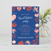 Valentinstag süß 16 Einladung Süße Blau (Stehend Vorderseite)
