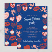 Valentinstag süß 16 Einladung Süße Blau (Vorne/Hinten)