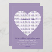 Valentinstag süß 16 Einladung xoxo lila (Vorne/Hinten)