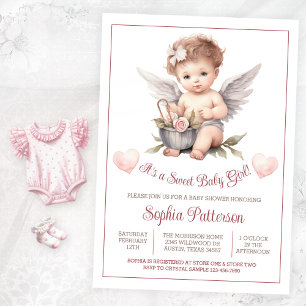 Valentinstag Süße Baby Mädchen Baby Shower Einladung