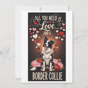Valentinstag Süße Border Collie Foto Kuscheln Feiertagskarte