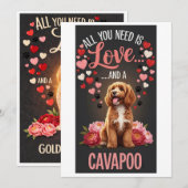 Valentinstag Süße Cavapoo-Foto-Kuscheln  Feiertagskarte (Vorne/Hinten)