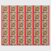 VALENTINSTAG SÜSSE GETIGERTE KATZE GESCHENKPAPIER (Flach)