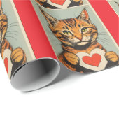 VALENTINSTAG SÜSSE GETIGERTE KATZE GESCHENKPAPIER (Rolleneckpunkt)