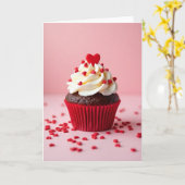 Valentinstag Süße Herzen Cupcake Karte (Gelbe Blume)