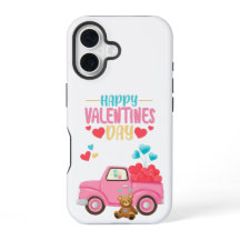 Valentinstag Süße Herzen Rosa Lastwagen Teddybär