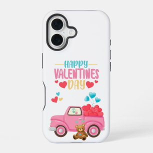 Valentinstag Süße Herzen Rosa Lastwagen Teddybär iPhone 16 Hülle