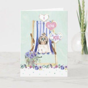Valentinstag Süße Hunde Sonnenbrille Deckchair Feiertagskarte