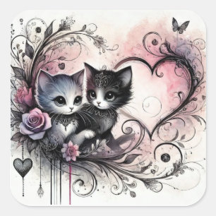 Valentinstag Süße Katzen Aufkleber – Süßes Liebesd