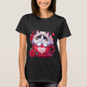 Valentinstag Süße Ragdoll-Katze Mug Art ✨🐱☕ T-Shirt