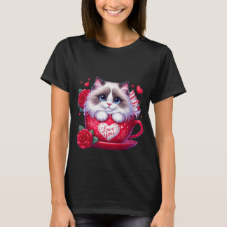 Valentinstag Süße Ragdoll-Katze Mug Art ✨🐱☕ T-Shirt