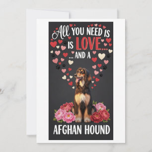 Valentinstag Süßer Afghane Foto Kuscheln Feiertagskarte
