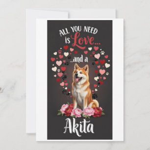 Valentinstag Süßer Akita-Hund Foto Kuscheln Feiertagskarte